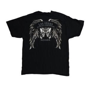 Harley Davidson Skull Shirt Men's Size Large Nevada HD Wings Double Sided Y2K